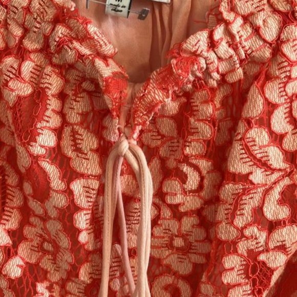 Red Lace Off the Shoulder Top (M) - Picture 2 of 3